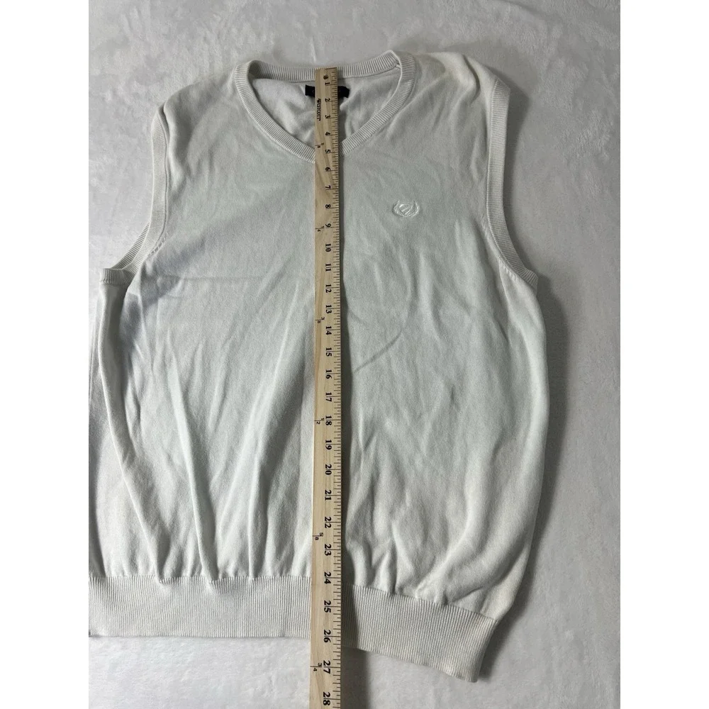 Club Room White V-Neck Cotton Cashmere Sweater Vest Mens Large Pullover
